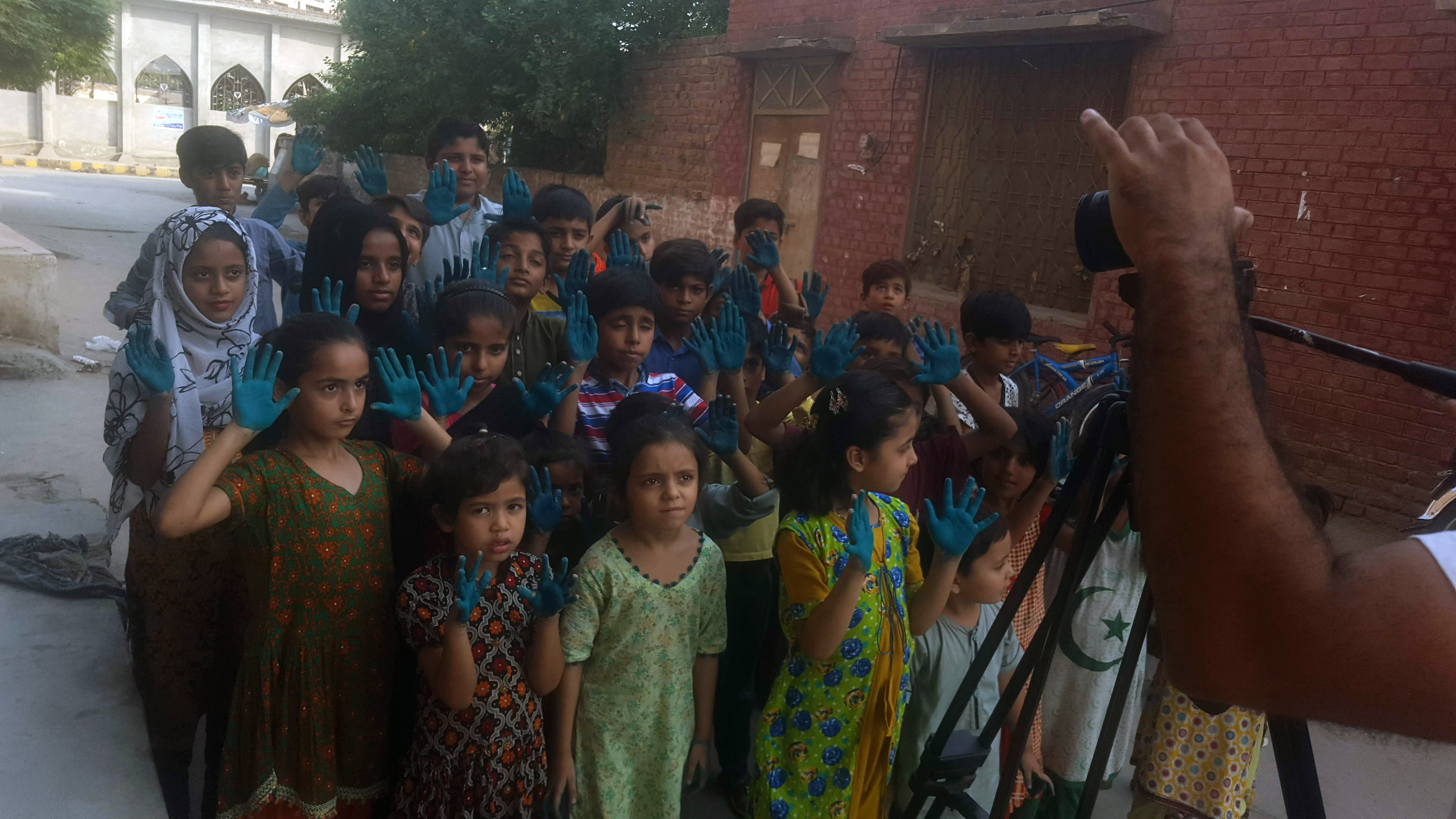 Filming neighbourhood kids for the My Skin: Brown filmshoot